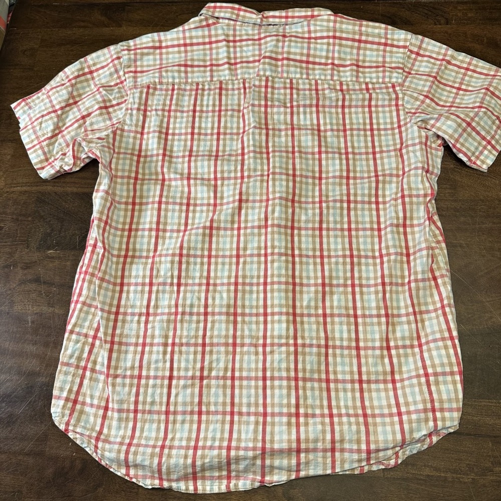 Columbia Shirt Mens Large Short Sleeve Plaid Pockets Button Up Outdoors - Picture 2 of 6